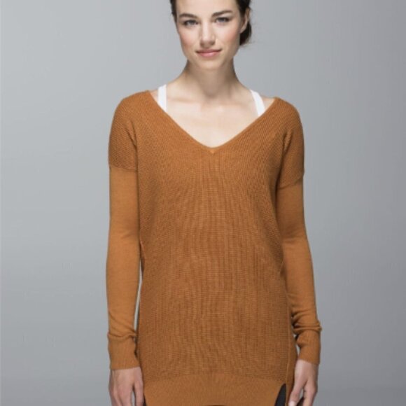 lululemon athletica Sweaters - Lululemon Cashmere The Sweater Life Heathered Spicy Pumpkin  size 4